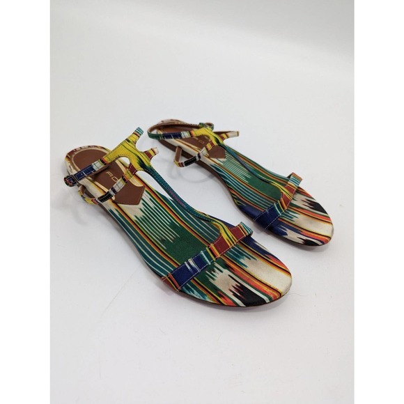 Etro Shoes - Etro Women 39 8.5 Satin Multi Color T Strap Casual Cocktail Summer Flat Sandal